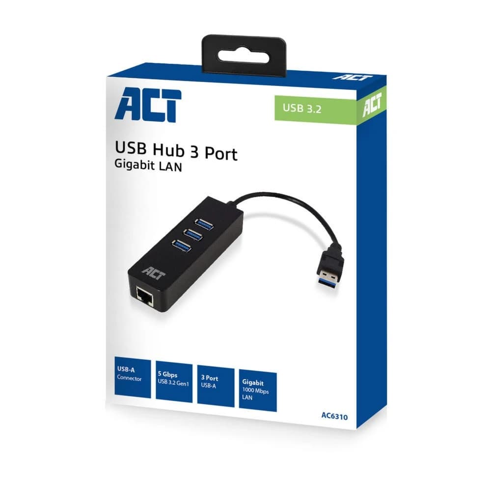 ACT AC6310 | USB 3.2 Gen 1 Interface Hub | Type-A | 5 Gbps | Zwart - foto 2
