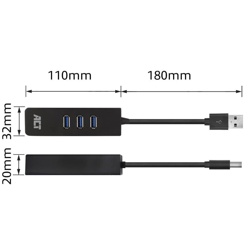 ACT AC6310 | USB 3.2 Gen 1 Interface Hub | Type-A | 5 Gbps | Zwart - foto 3