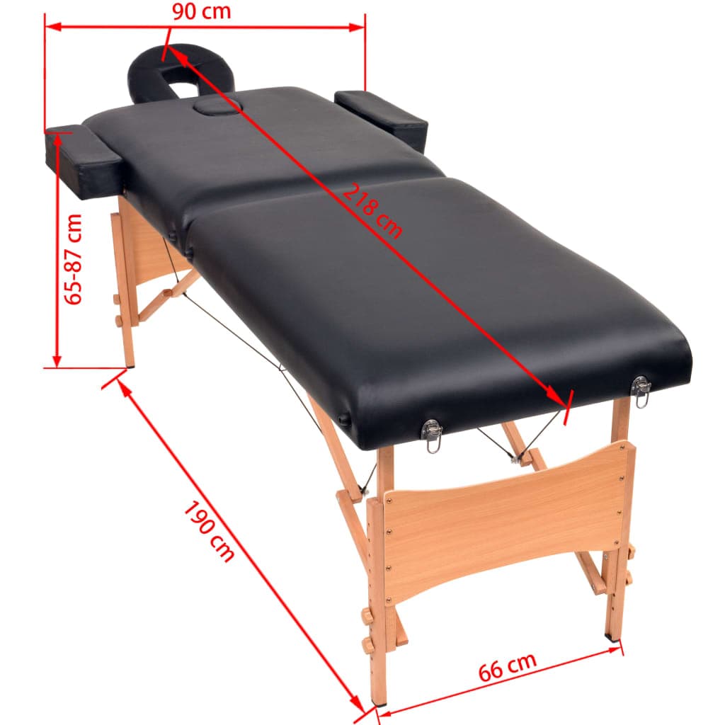 vidaXL Massagetafel- en krukset inklapbaar 2 zones dik - foto 12