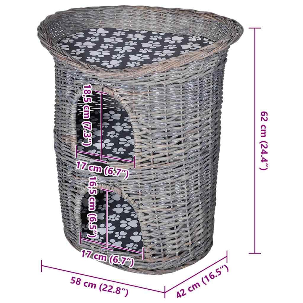 vidaXL Kattenbed/huis/krabpaal 2-laags kussen wilgen - foto 6