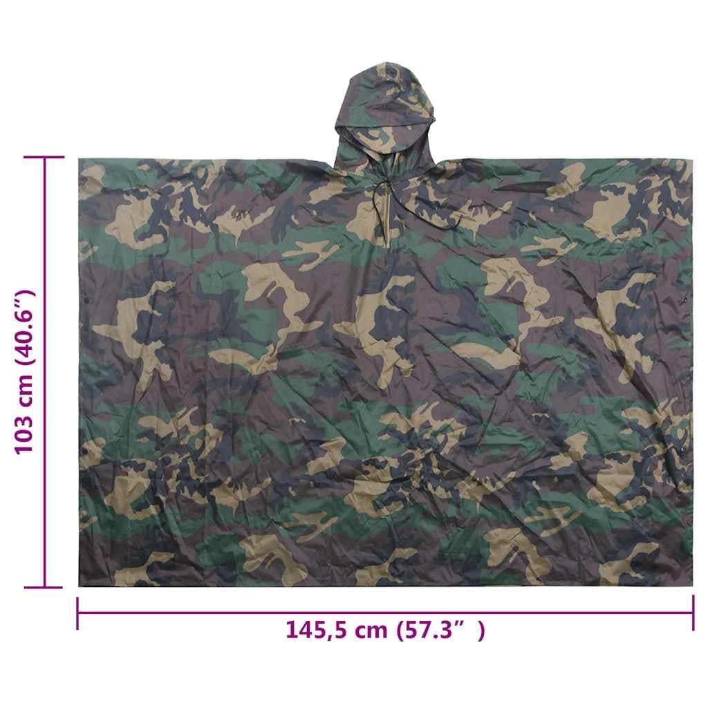 vidaXL Regenponcho voor kamperen/wandelen leger waterdicht - foto 9