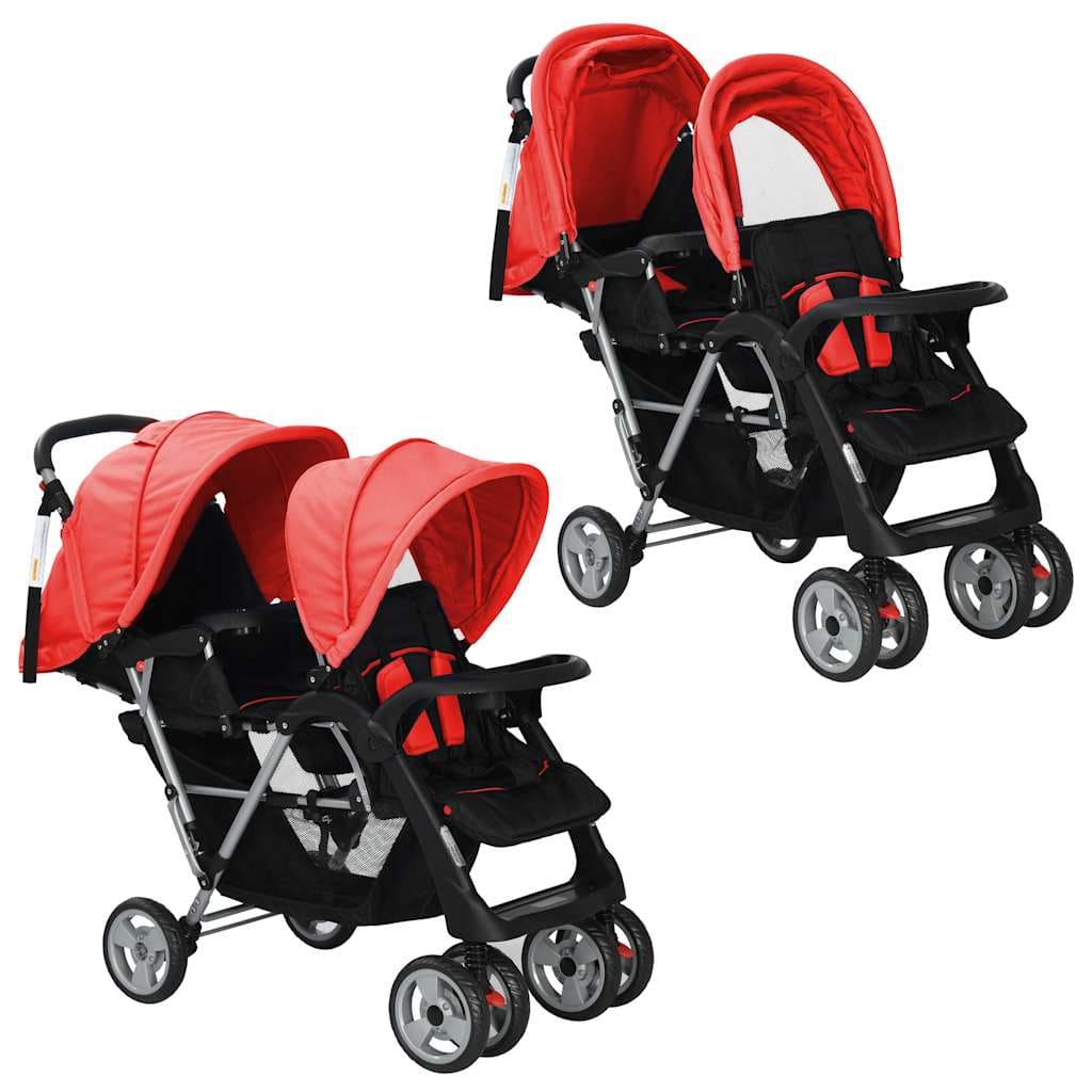 vidaXL Kinderwagen dubbel staal - foto 1