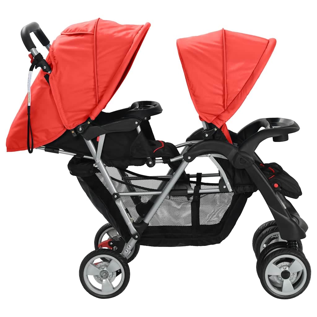 vidaXL Kinderwagen dubbel staal - foto 4