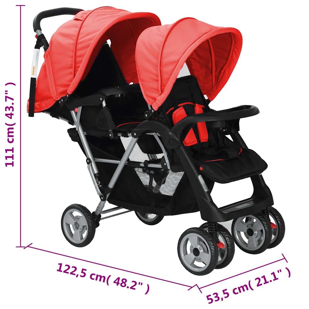 vidaXL Kinderwagen dubbel staal - foto 8