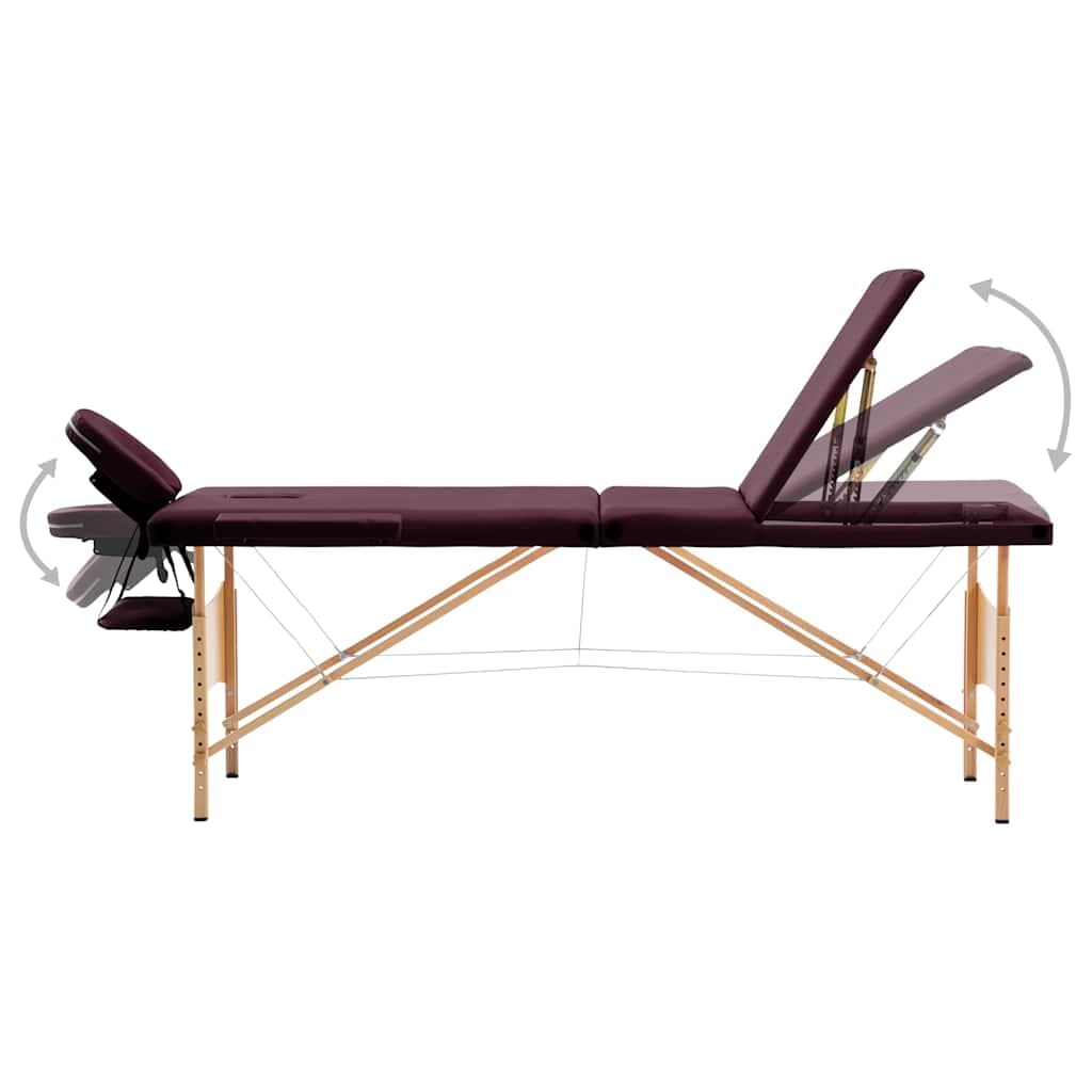 vidaXL Massagetafel inklapbaar 3 zones hout - foto 3