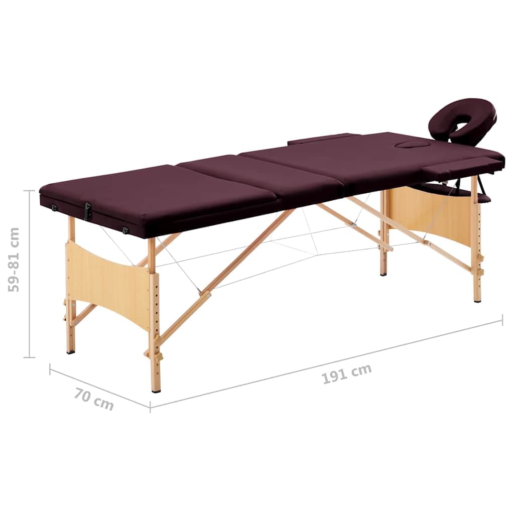 vidaXL Massagetafel inklapbaar 3 zones hout - foto 9