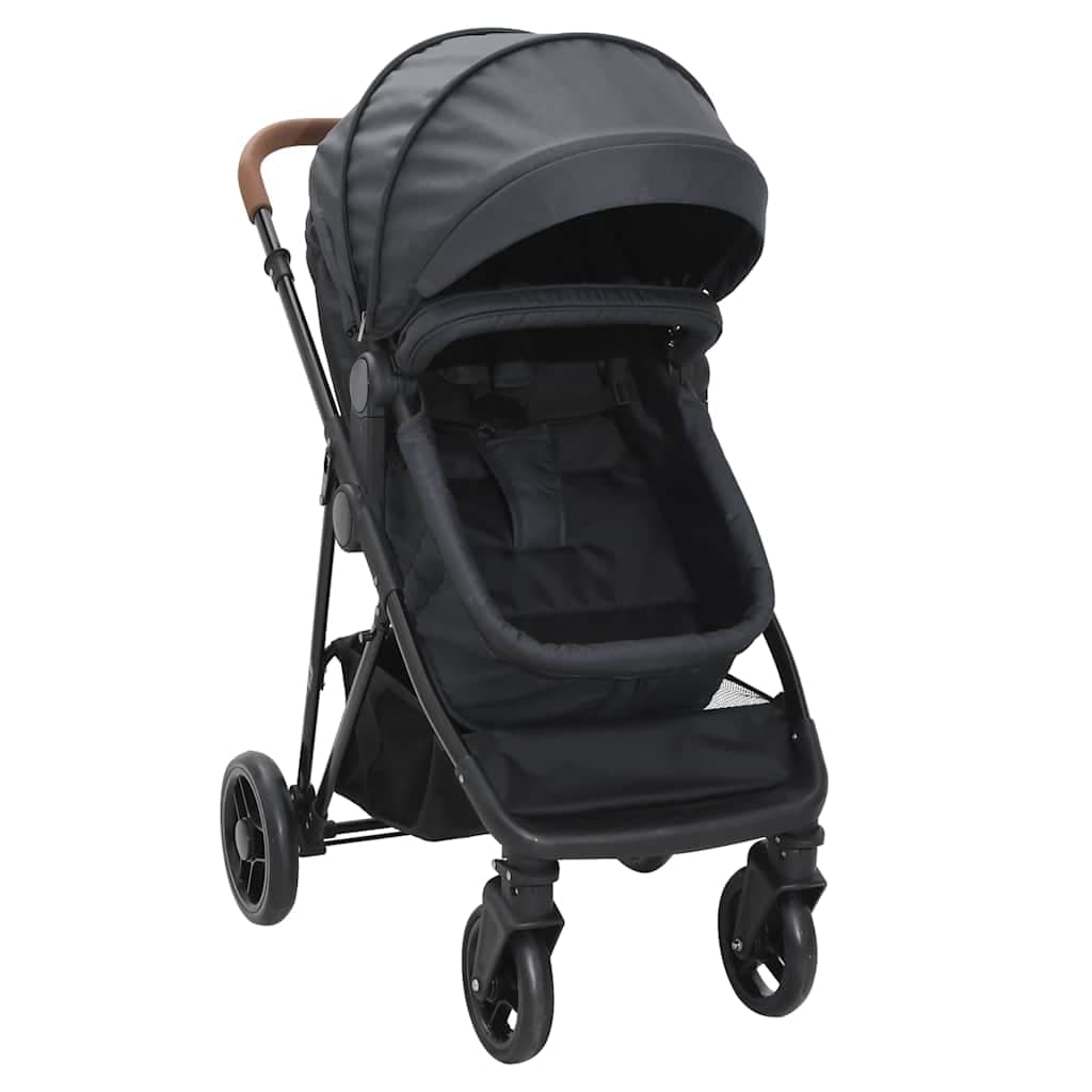 vidaXL Kinderwagen 2-in-1 staal antracietkleurig - foto 3