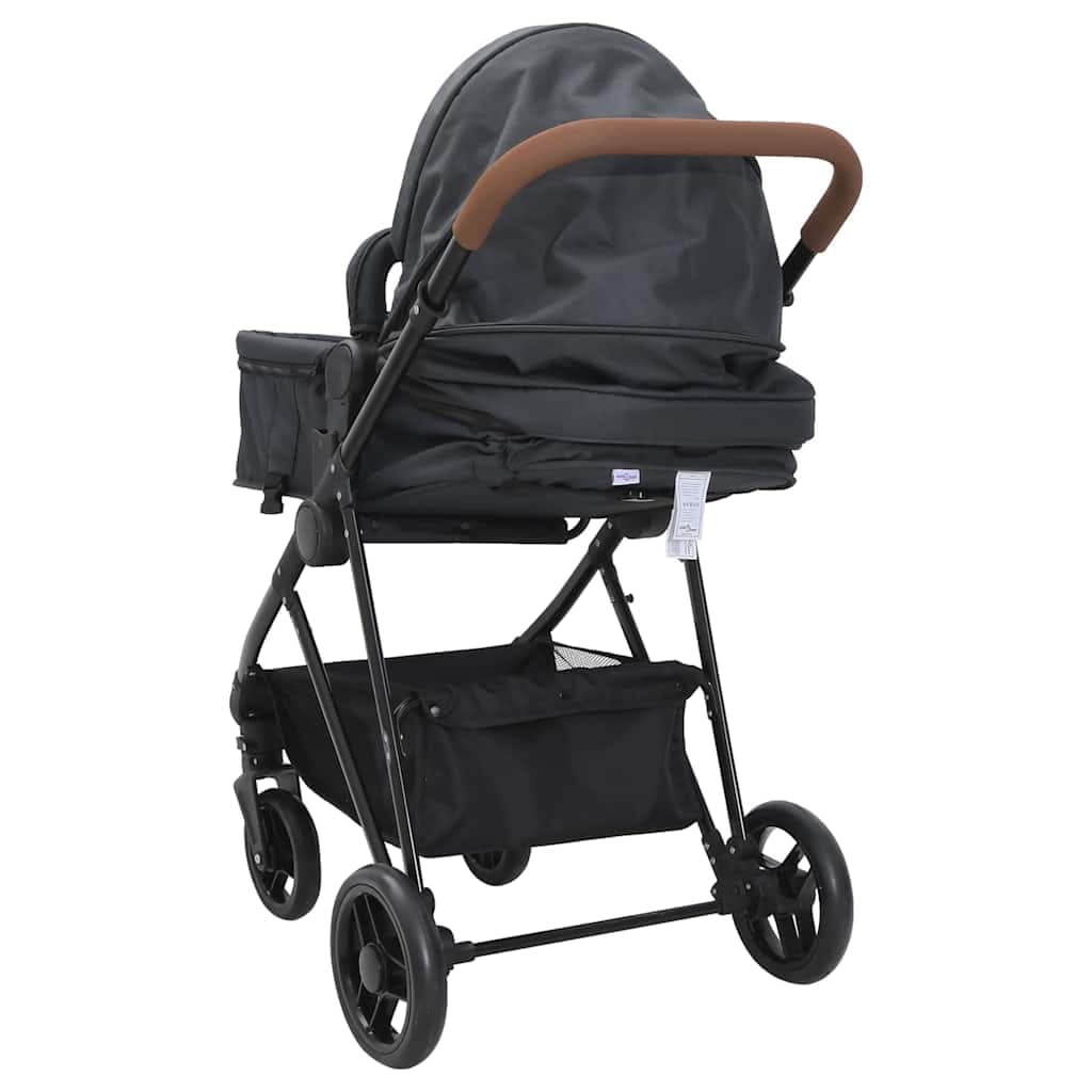 vidaXL Kinderwagen 2-in-1 staal antracietkleurig - foto 5