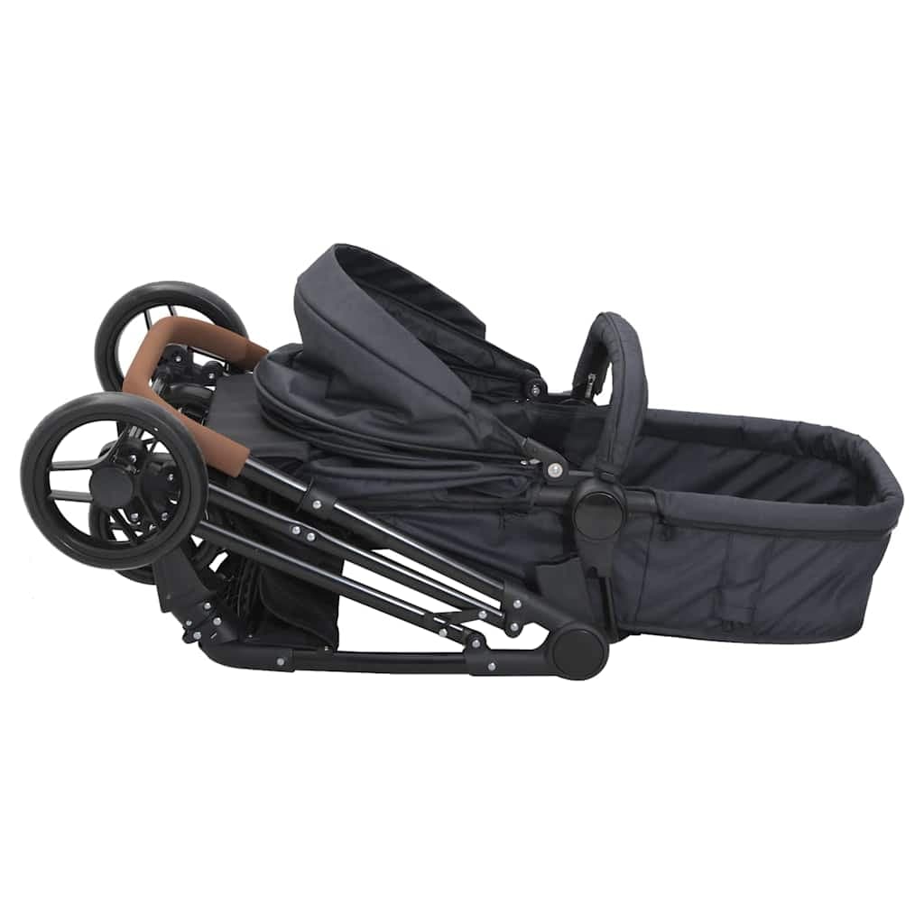 vidaXL Kinderwagen 2-in-1 staal antracietkleurig - foto 6