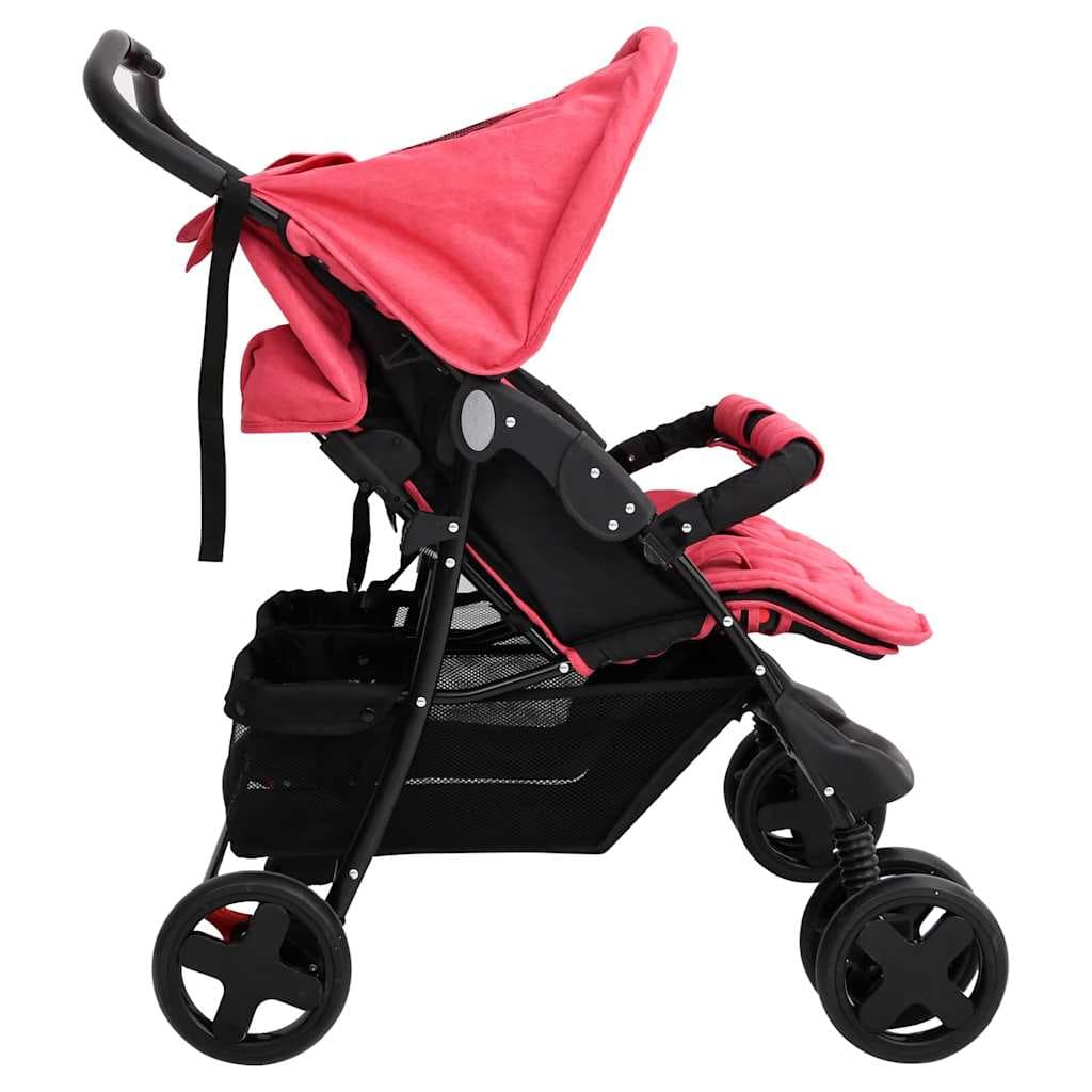 vidaXL Tweelingkinderwagen staal - foto 4
