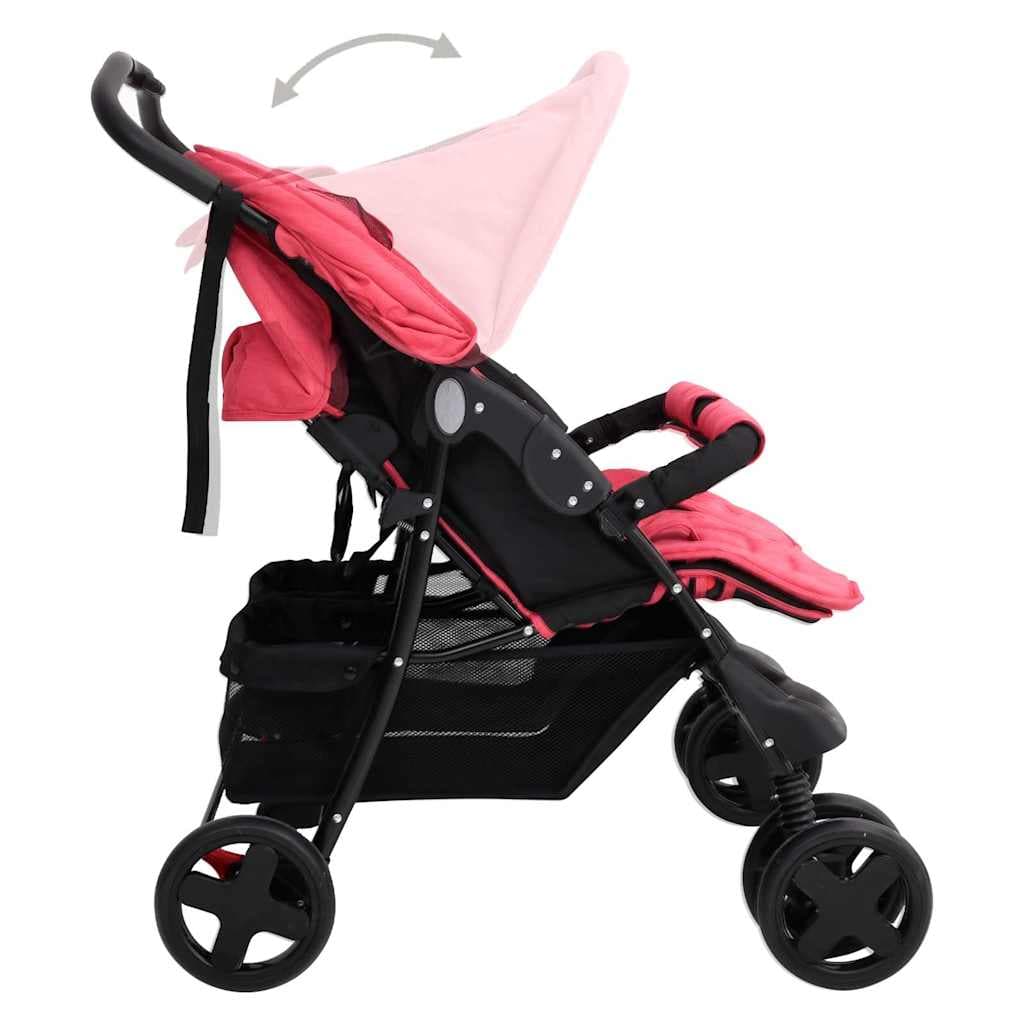vidaXL Tweelingkinderwagen staal - foto 6