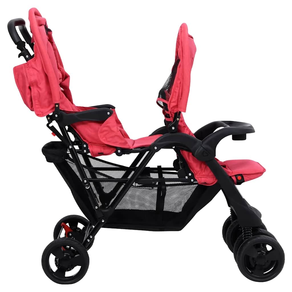 vidaXL Tweelingkinderwagen tandem staal - foto 4