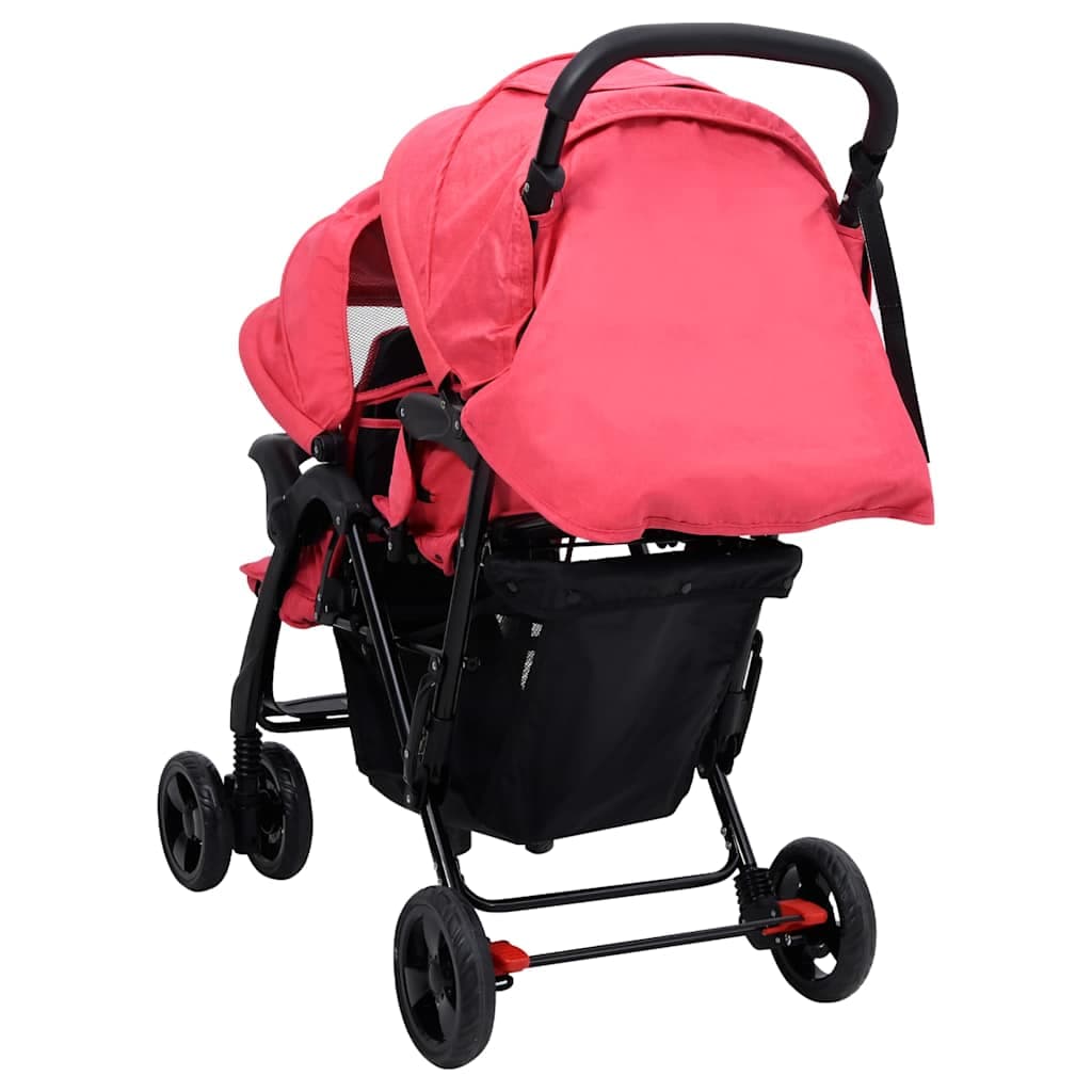 vidaXL Tweelingkinderwagen tandem staal - foto 6