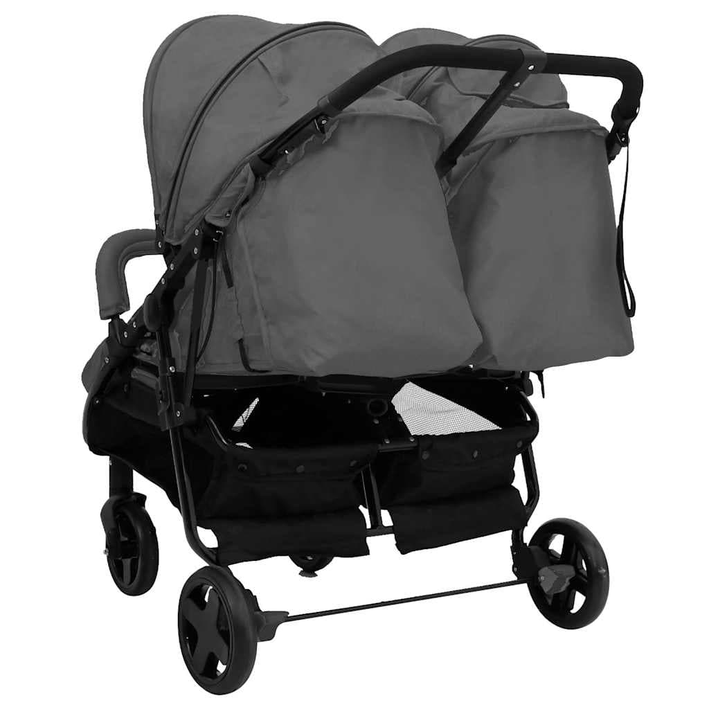 vidaXL Tweelingbuggy staal - foto 6