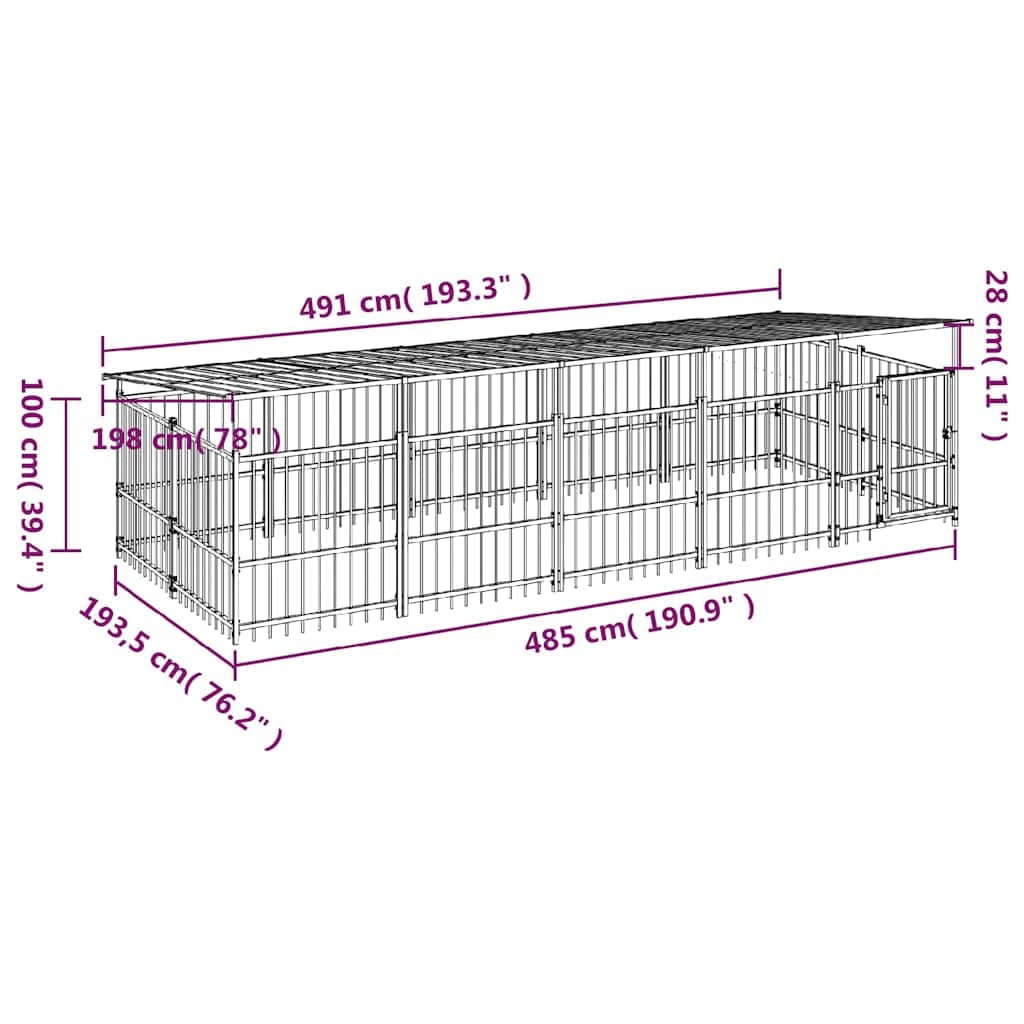 vidaXL Hondenkennel dak 9,38 ² - foto 7