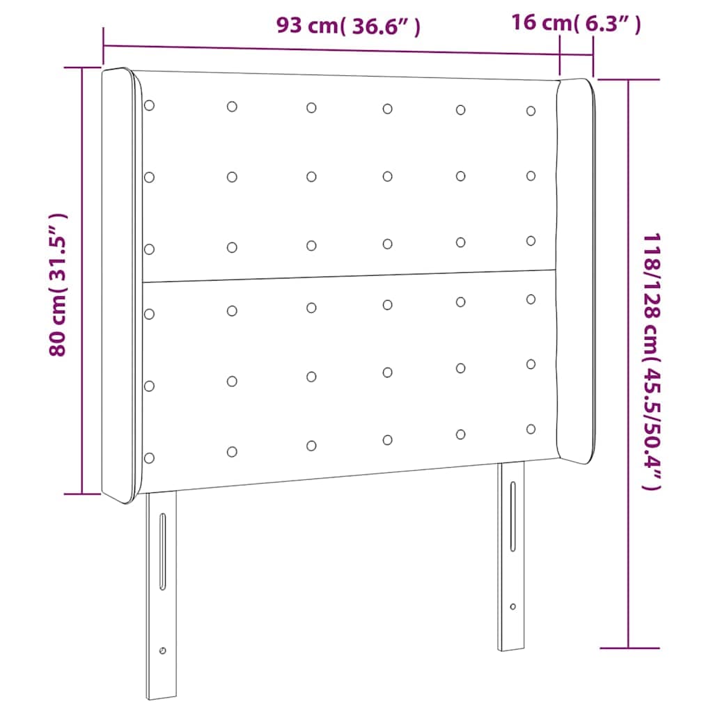 vidaXL Hoofdbord randen 93x16x118/ cappuccinokleur - foto 9