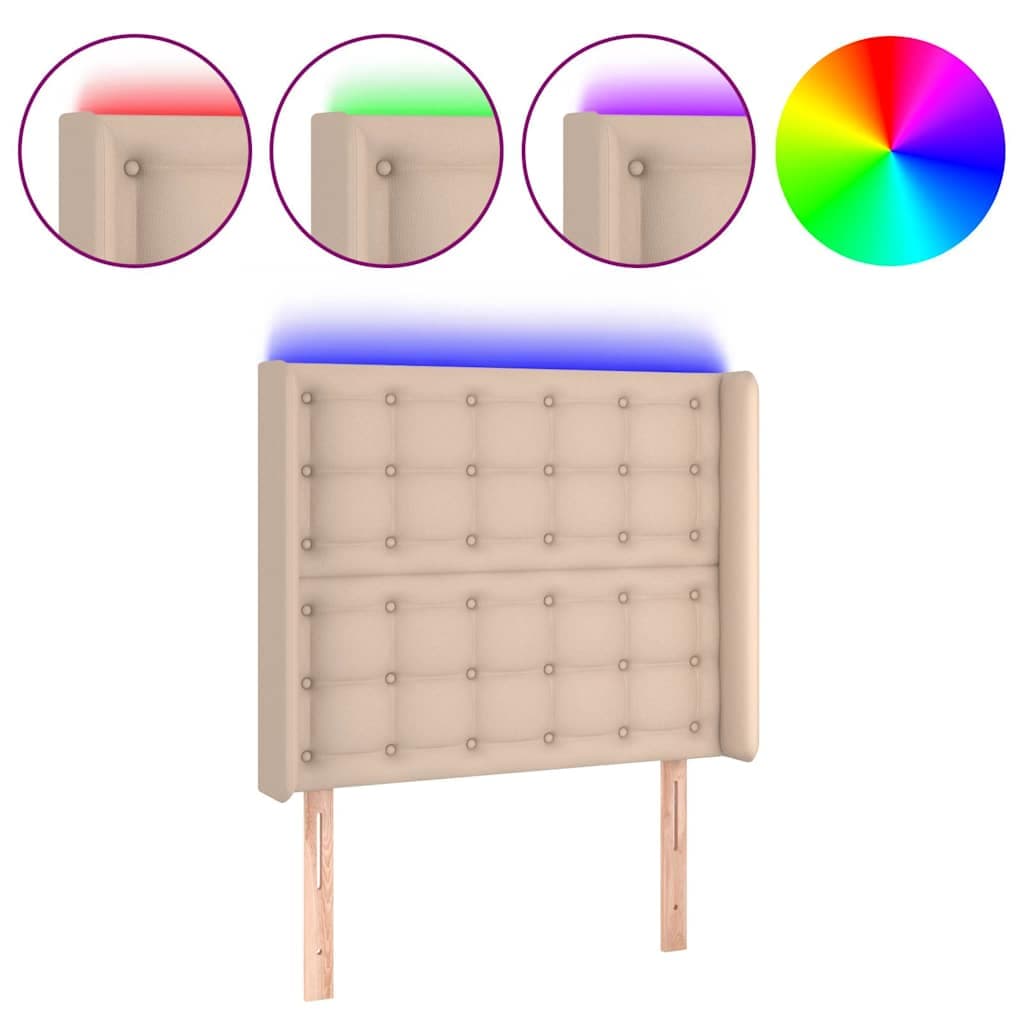 vidaXL Hoofdbord LED 103x16x118/ cappuccinokleurig - foto 2