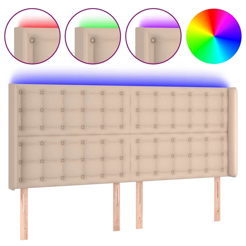 vidaXL Hoofdbord LED 203x16x118/ cappuccinokleurig - foto 2