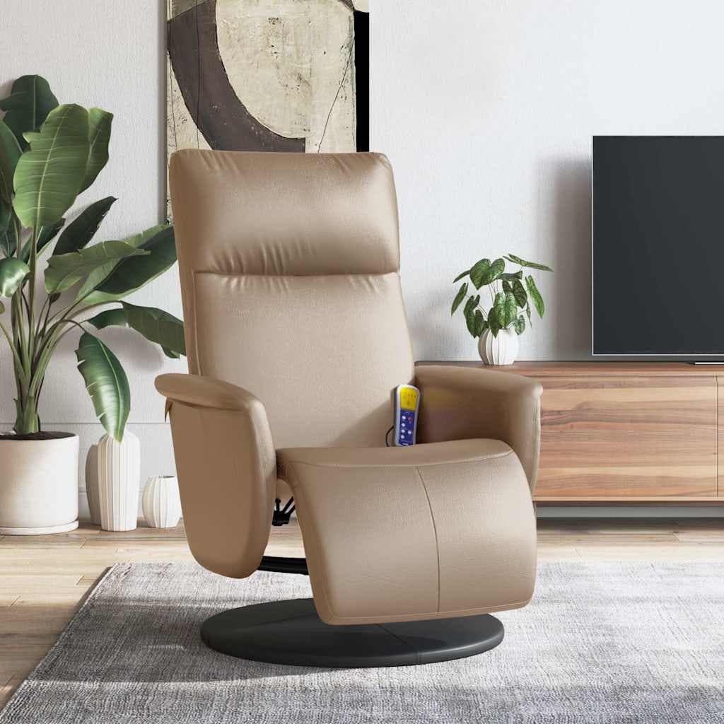 vidaXL Massagestoel verstelbaar voetensteun cappuccino - foto 1