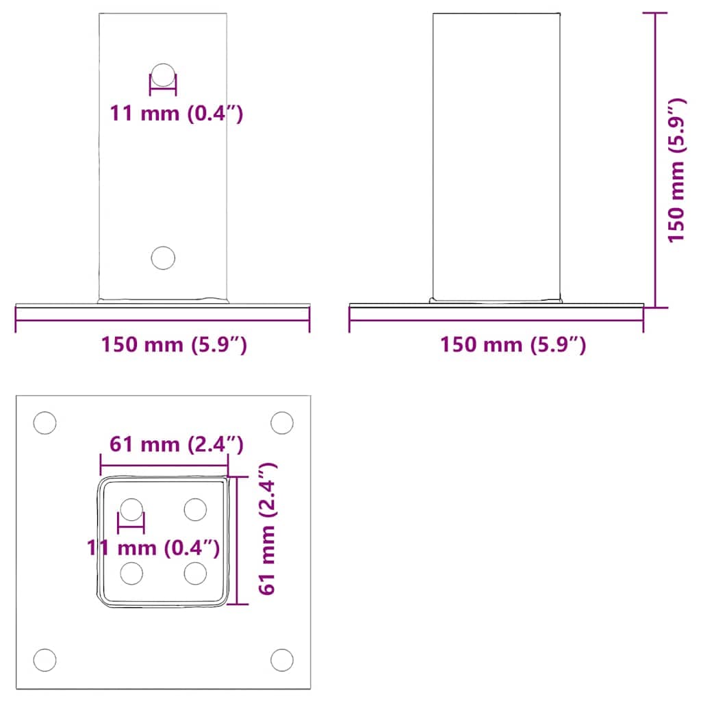 vidaXL Spokkels vierkant 61x61 mm - foto 11