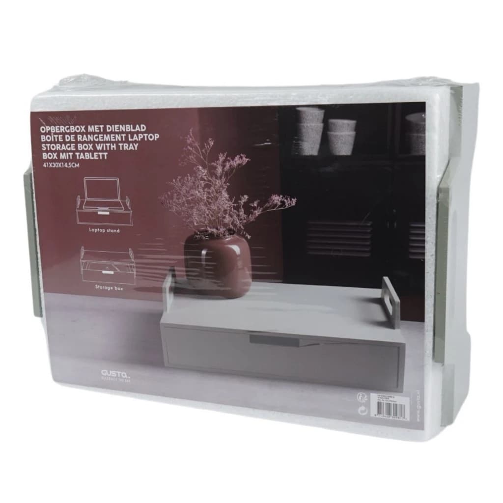 Gusta Houten Laptoptafel 41x30x14.5 cm Groengrijs - foto 3