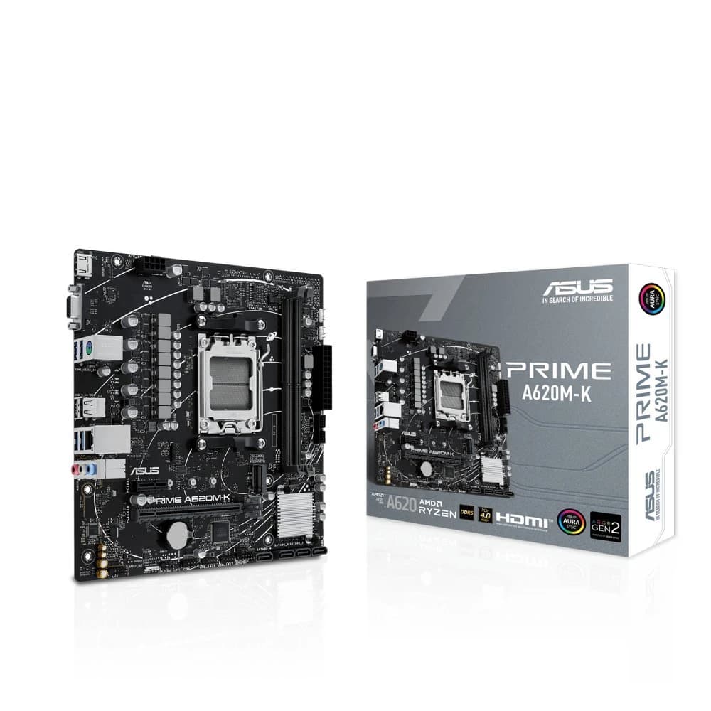 ASUS Prime A620M-K close-up van socket en geheugenslots