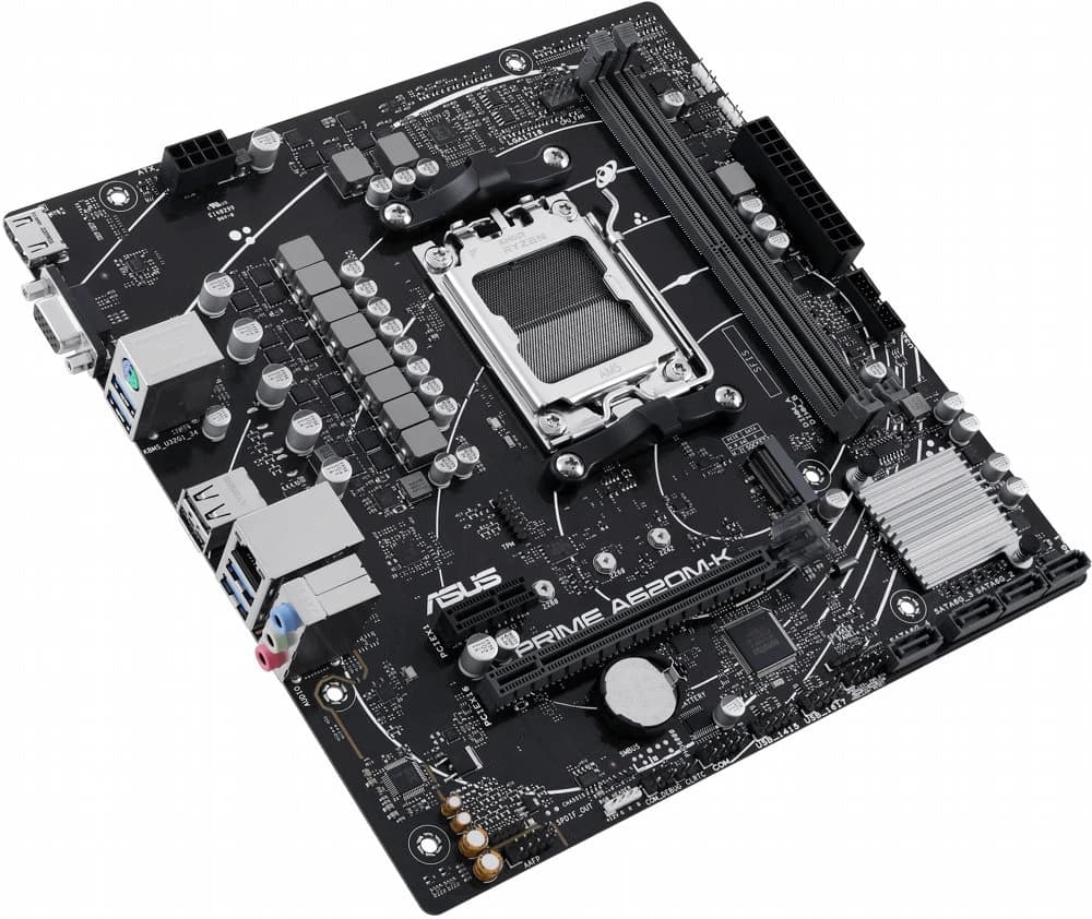 ASUS Prime A620M-K aansluitingen en koellichamen