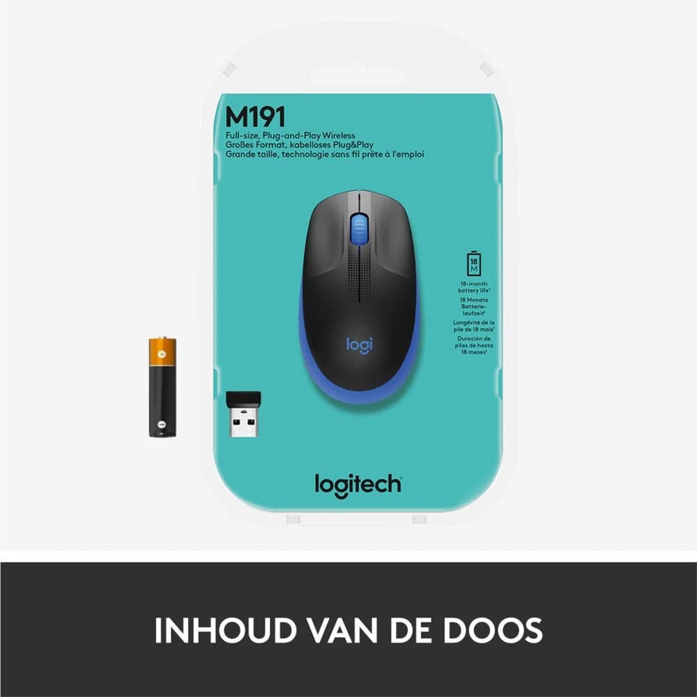 Logitech M190 muis op verschillende achtergronden