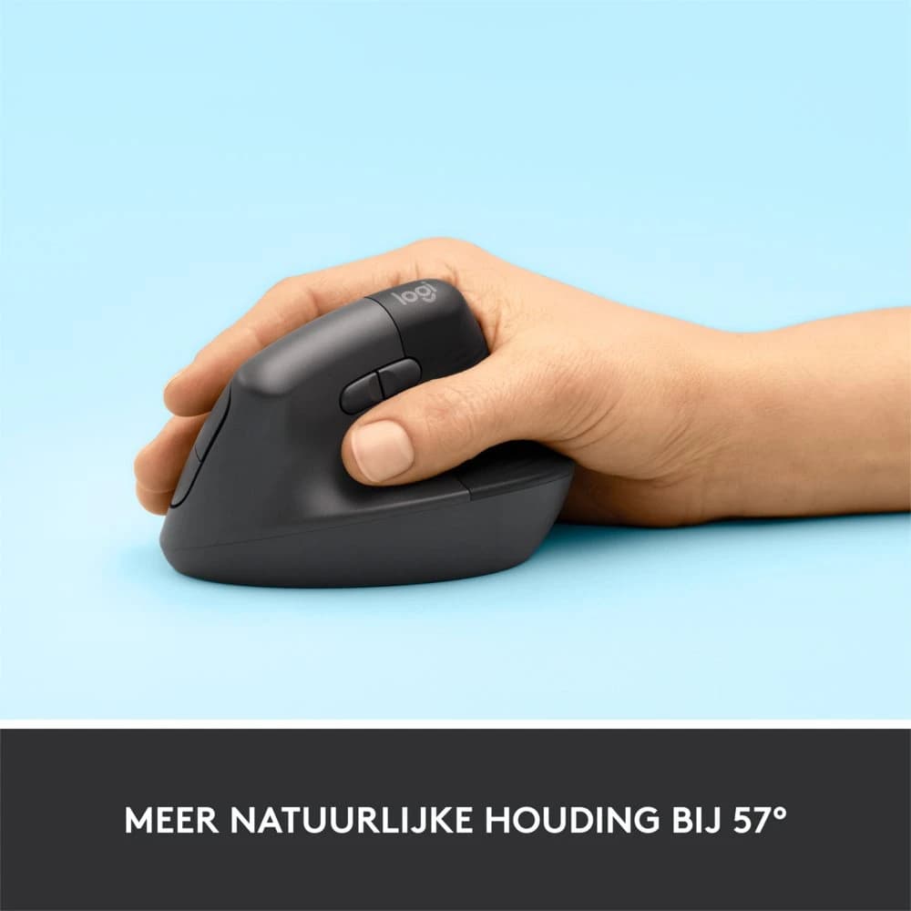 Ergonomische draadloze muis Logitech Lift, rechtshandig, grafiet - foto 7