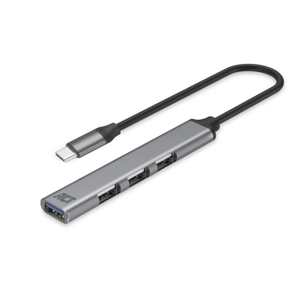 ACT AC6425 USB-C hub met aangesloten kabels
