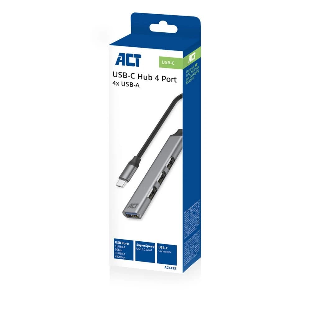 ACT AC6425 USB-C hub aluminium behuizing