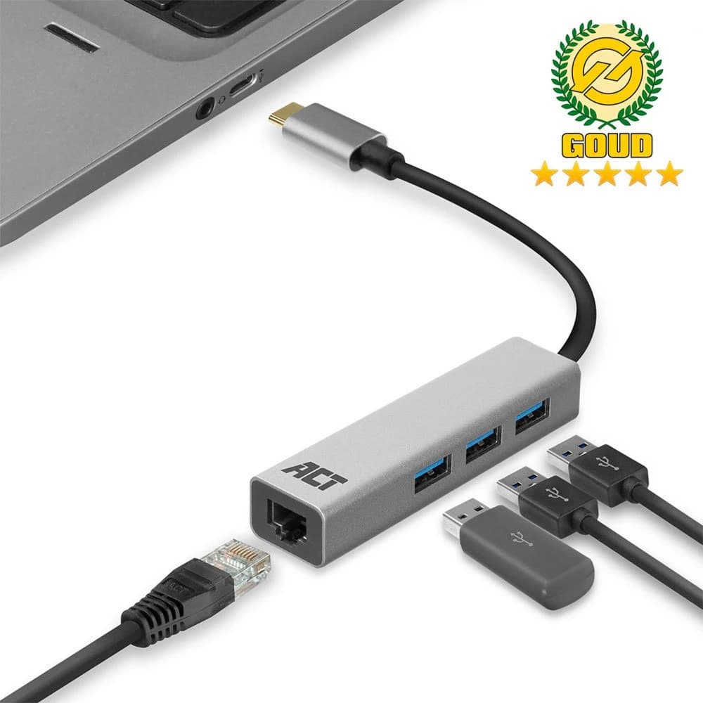 ACT AC7055 hub aangesloten op een laptop