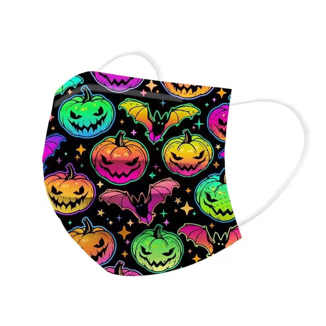 Halloween-mondmaskers met print, 50 stuks