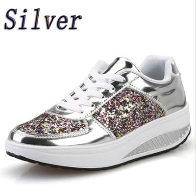 Dames sneakers met pailletten, wit