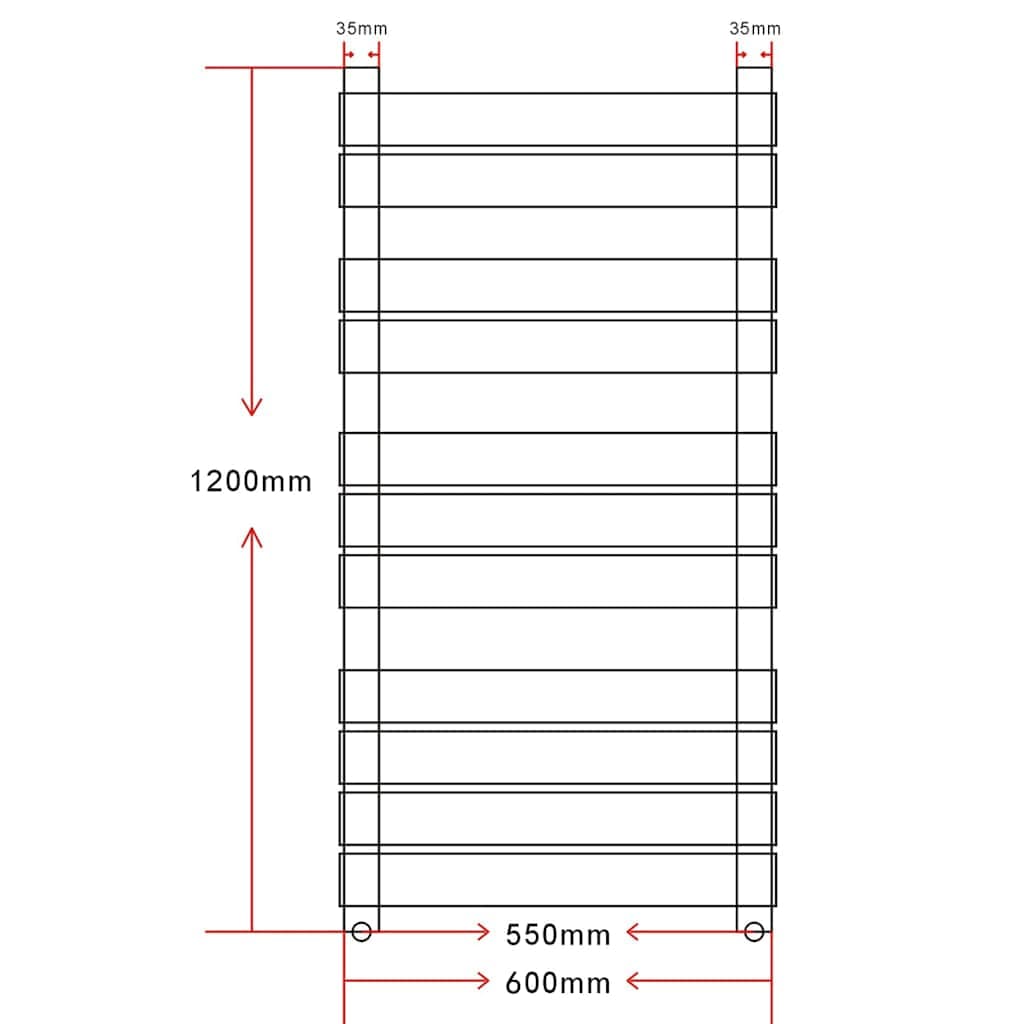 vidaXL Radiator / handdoekenrek recht 600x1200 mm - foto 6