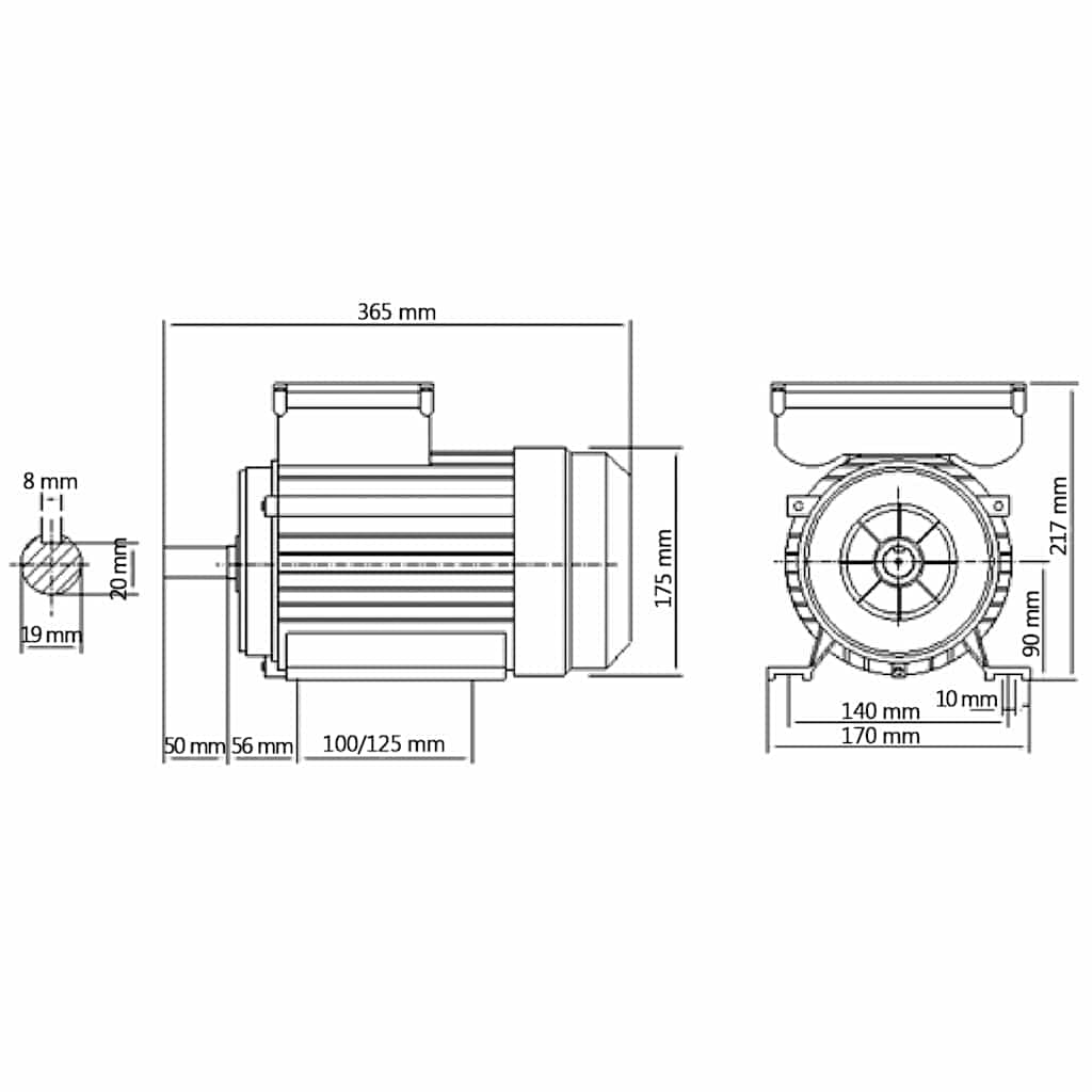 vidaXL Elektromotor 1 fase 2,2 kW/3 pk 2-polig 2800 rpm aluminium - foto 8