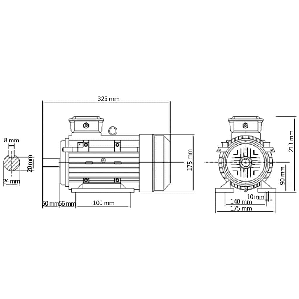 vidaXL Elektromotor 3 fase 4 kW/5,5 pk 2-polig 2840 rpm aluminium - foto 8